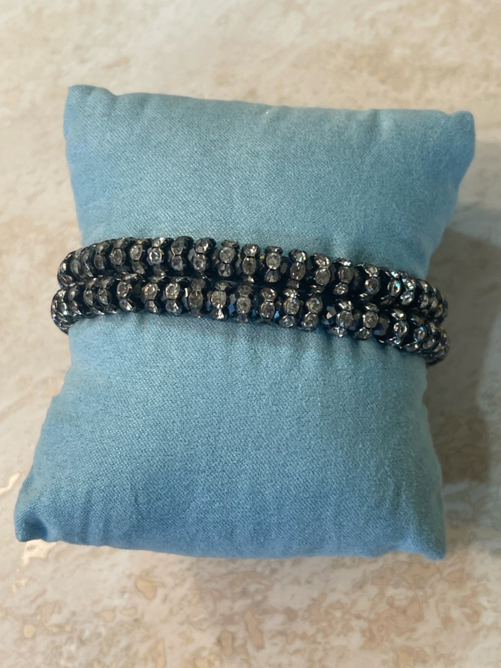 Crystal Bracelets (set of 2) in Black and Silver